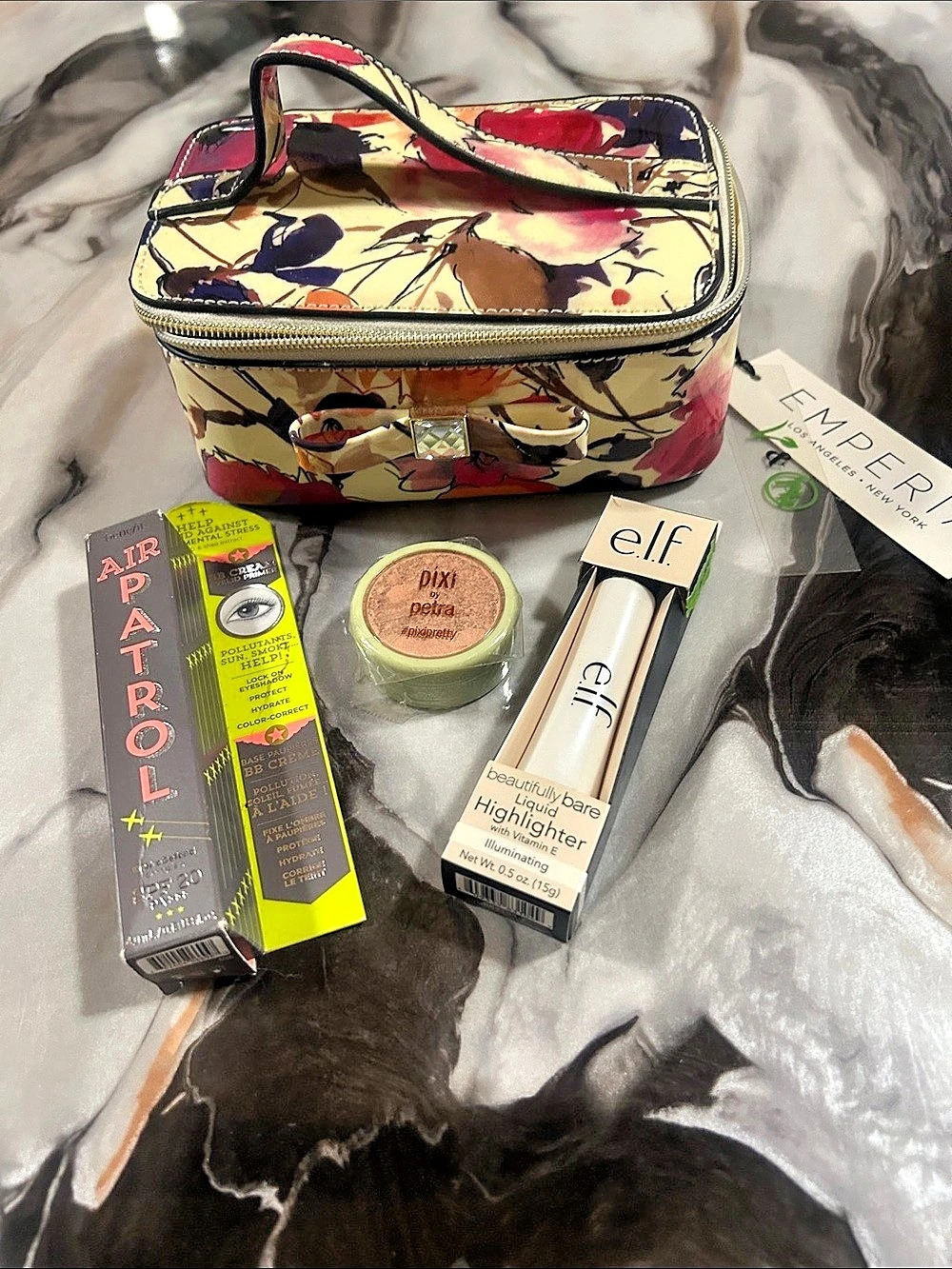 Emperia Floral Cosmetic Case with Makeup Included NWT